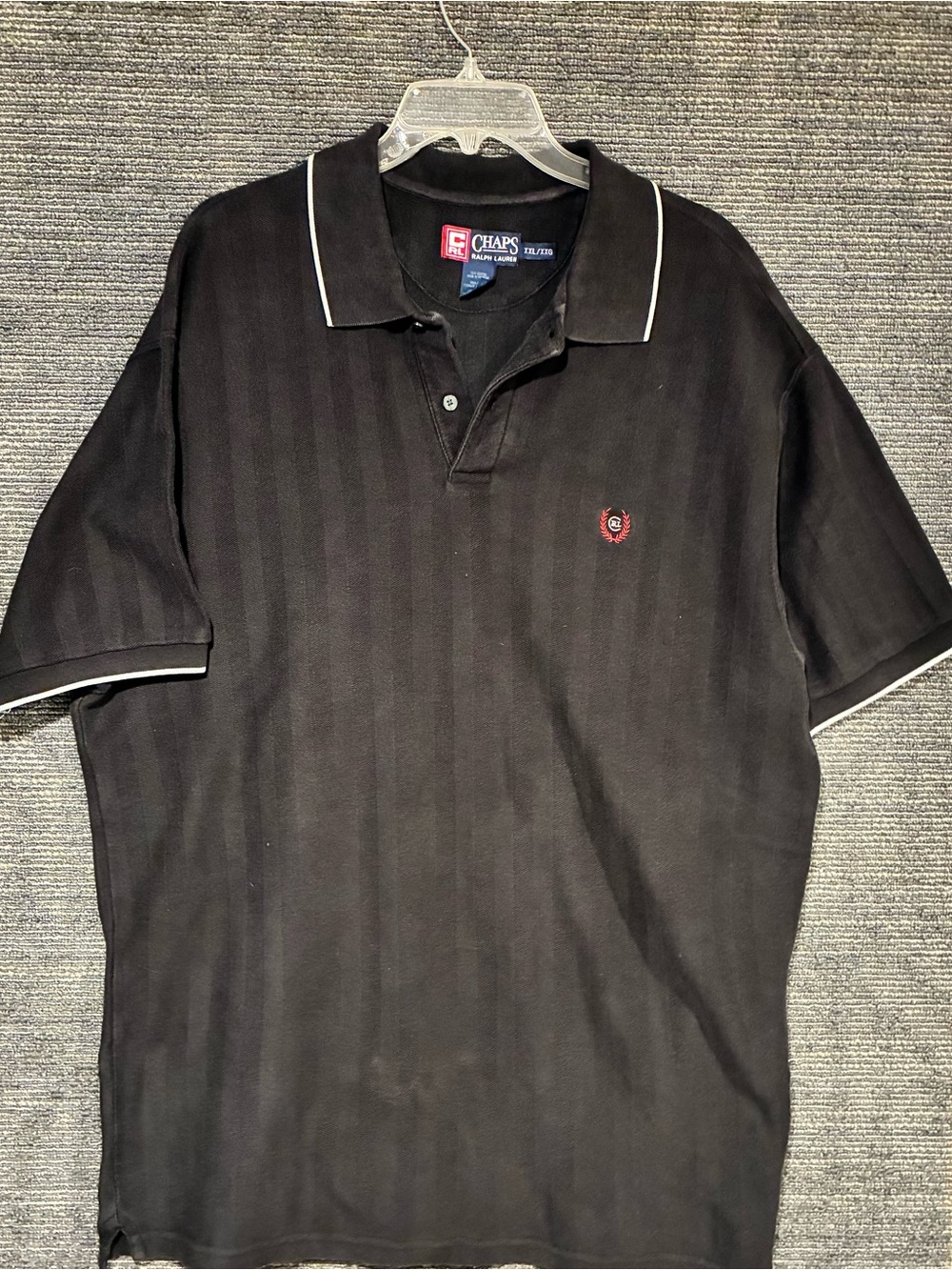 Chaps Ralph Lauren Y2K Vintage Crest Men’s Black Polo Shirt with Contrast Piping